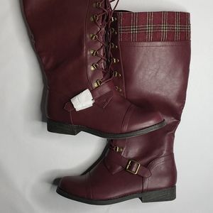 JustFab burgundy lace up boots